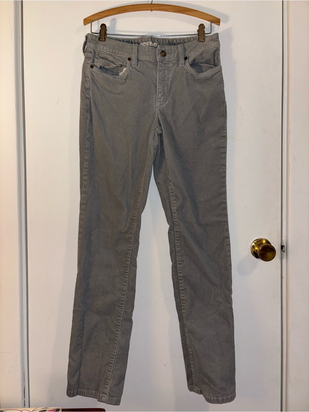Lands’ End Mid Rise Straight Pants in Light Gray